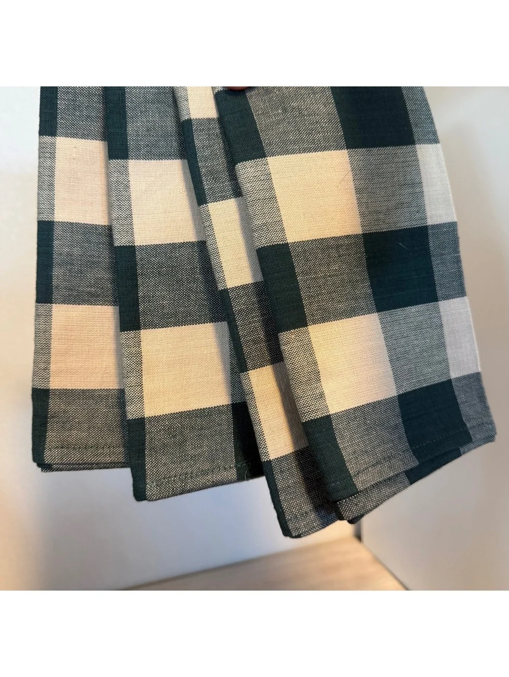 Set of 4 Green and Cream Checkered Cotton Napkins